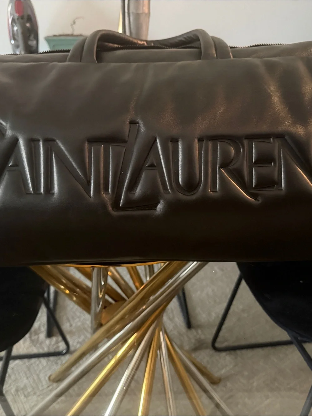 Saint Laurent Embossed Logo Leather Duffle Bag – Black – New – Retail $3,390